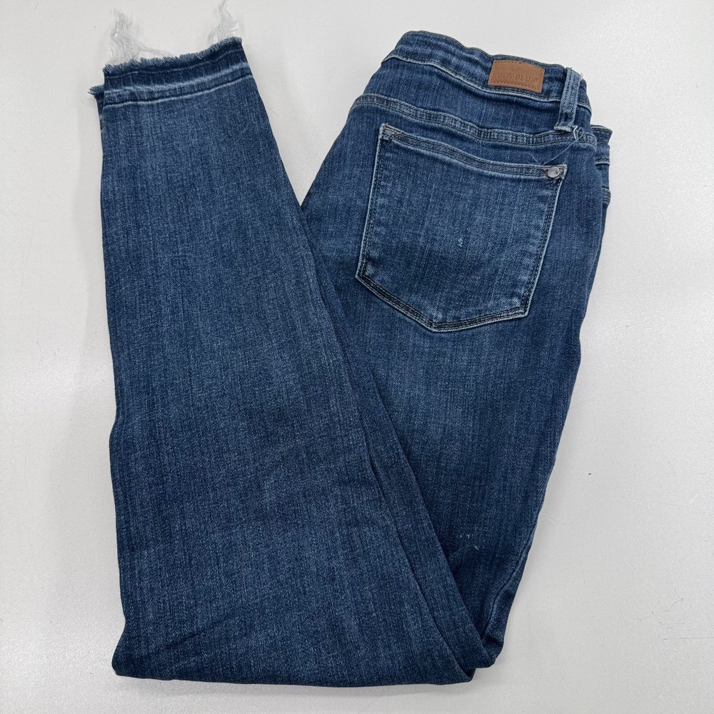 Judy Blue Skinny High Rise‎ Jeans WOMENS Blue Distressed SIZE 15/32 Inseam 28